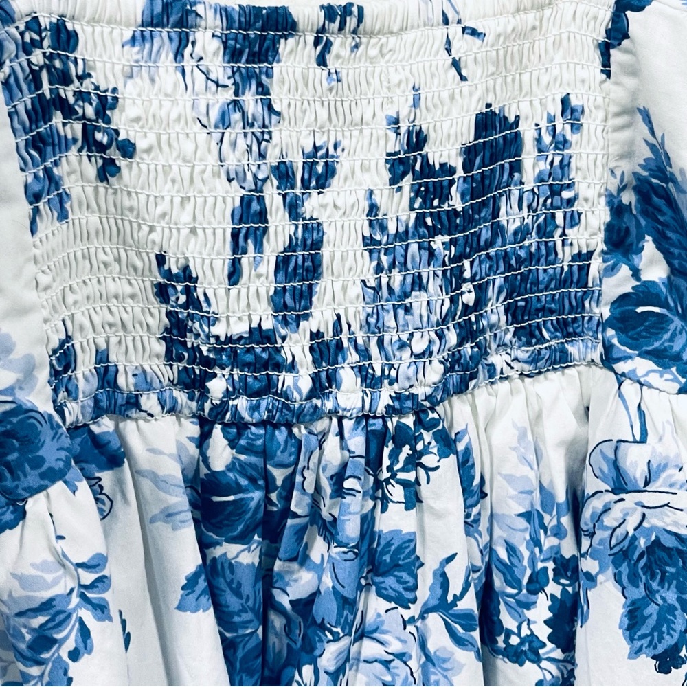 Abercrombie & Fitch Blue and White Floral Puff-Sleeve Mini Dress - Picture 7 of 14